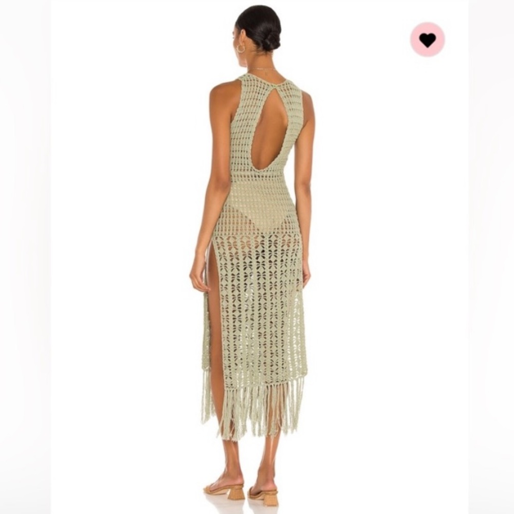 Elegant Olive Crochet Midi Dress - Picture 4 of 5